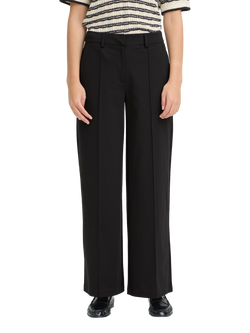 ICHI Kate Wide Leg Tailored Trousers, Black, Black