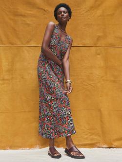 Ro&Zo Ditsy Print V-Neck Midi Dress, Red, Red