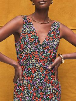 Ro&Zo Ditsy Print V-Neck Midi Dress, Red - view 2, Red