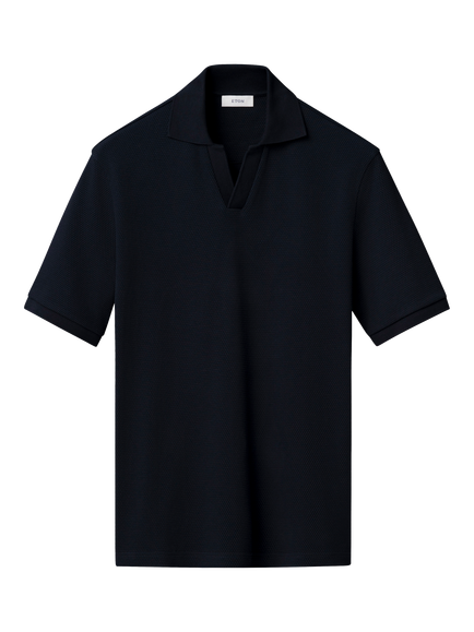 Eton Short Sleeve Jersey Jacquard Polo Shirt, Navy Blue, Navy Blue