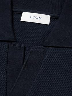 Eton Short Sleeve Jersey Jacquard Polo Shirt, Navy Blue - view 2, Navy Blue