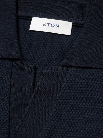 Eton Short Sleeve Jersey Jacquard Polo Shirt, Navy Blue - view 2, Navy Blue