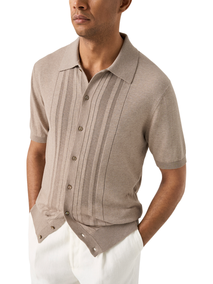 Eton Soft Knit Polo Shirt, Beige