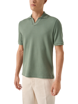 Eton Short Sleeve Jersey Jacquard Polo Shirt, Green, Green