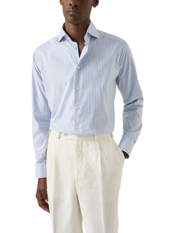 Eton Striped Cotton Oxford Shirt, Light Blue, Light Blue