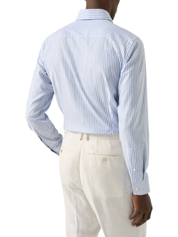 Eton Striped Cotton Oxford Shirt, Light Blue - view 2, Light Blue