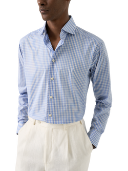 Eton Check Breeze Poplin Cotton Shirt, Blue, Blue