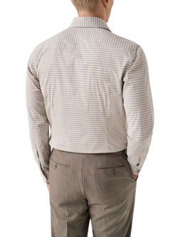 Eton Check Cotton Poplin Shirt, Beige - view 2, Beige