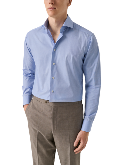 Eton Cotton Poplin Shirt, Blue, Blue