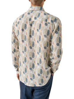 Eton Printed Linen Shirt, Green - view 2, Green