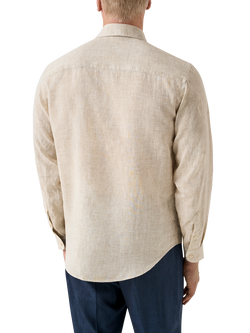 Eton Italian Linen Long Sleeve Shirt, Beige - view 2, Beige