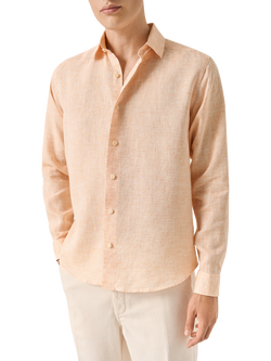 Eton Italian Linen Long Sleeve Shirt, Orange, Orange