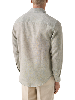 Eton Italian Linen Long Sleeve Shirt, Dark Green - view 2, Dark Green