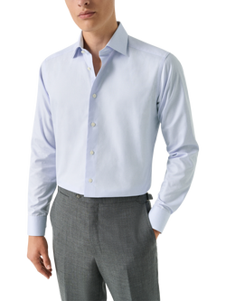 Eton Signature Twill Wrinkle-Resistant Long Sleeve Shirt, Light Blue, Light Blue