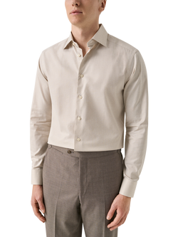 Eton Signature Twill Wrinkle-Resistant Long Sleeve Shirt, Beige, Beige