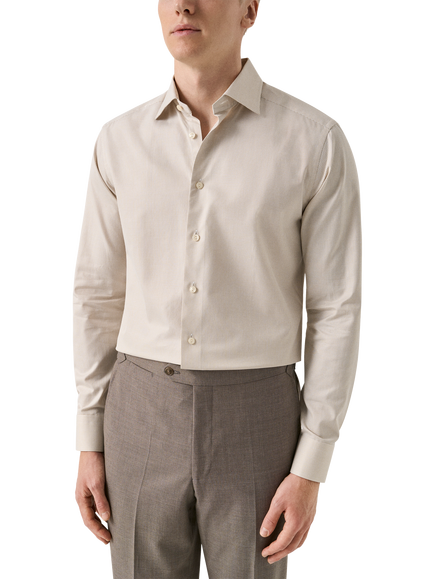 Eton Signature Twill Wrinkle-Resistant Long Sleeve Shirt, Beige, Beige
