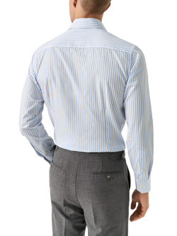 Eton Striped Signature Twill Cotton Shirt, Blue - view 2, Blue