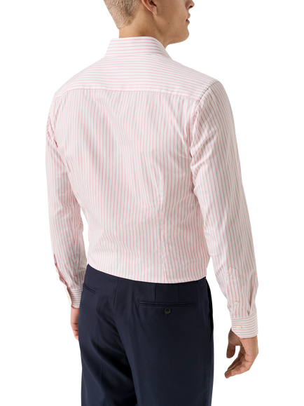 Eton Striped Cotton Twill Shirt, Pink - view 2, Pink