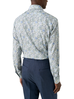 Eton Floral Cotton Twill Shirt, Green - view 2, Green