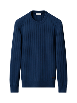 Eton Rib Knit Crew Neck Sweater, Navy Blue, Navy Blue