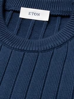Eton Rib Knit Crew Neck Sweater, Navy Blue - view 2, Navy Blue