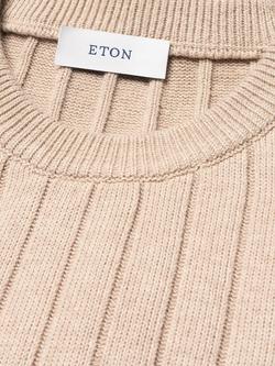 Eton Rib Knit Crew Neck Sweater, Beige - view 2, Beige