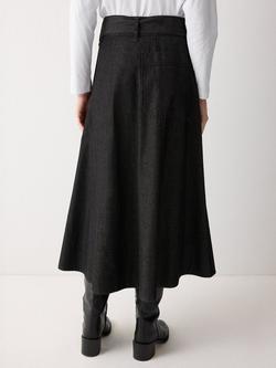 Jigsaw Chambray A-Line Skirt, Black - view 2, Black