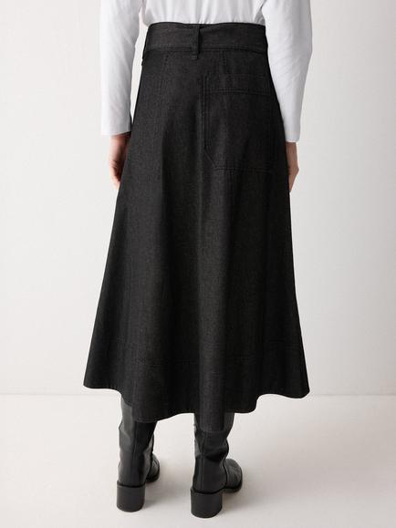 Jigsaw Chambray A-Line Skirt, Black - view 2, Black