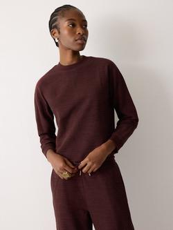 Jigsaw Crew Neck Textured Sweatshirt, Purple, Purple