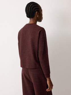 Jigsaw Crew Neck Textured Sweatshirt, Purple - view 2, Purple