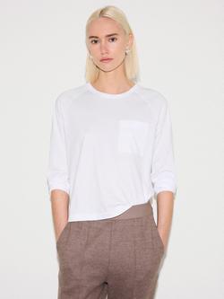 Jigsaw Patch Pocket Long Sleeve Top, White, White