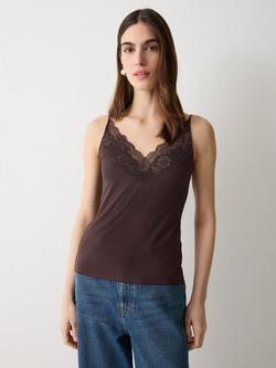 Jigsaw Lace Trim Camisole, Aubergine