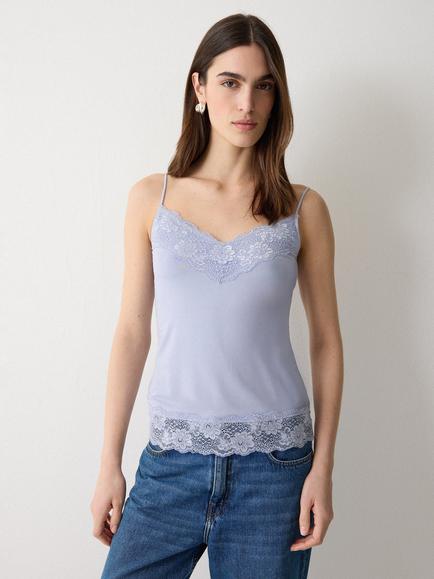 Jigsaw Lace Trim Camisole, Iris Whisper