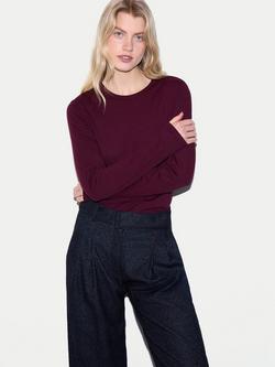 Jigsaw Supima Cotton Long Sleeve Top, Burgundy, Burgundy