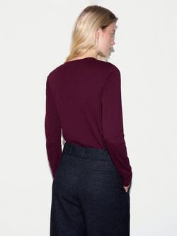Jigsaw Supima Cotton Long Sleeve Top, Burgundy - view 2, Burgundy