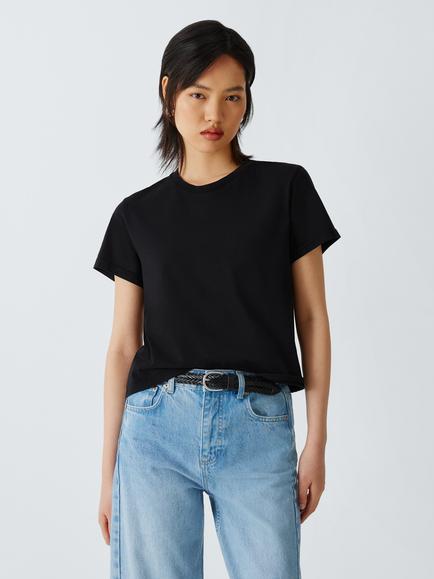 Colorful Standard Organic Boxy Cropped T-Shirt, Deep Black