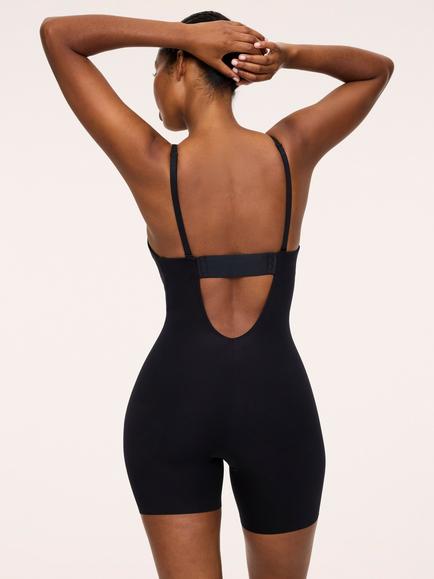Spanx Suit Your Fancy Plunge Low-Back Mid-Thigh Bodysuit - view 2, Black