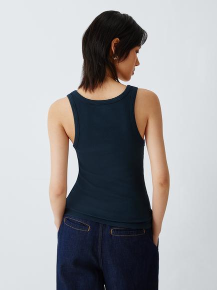 Colorful Standard Ribbed Tank Top - view 2, Navy
