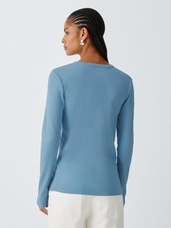 Colorful Standard Ribbed Long Sleeve Top - view 2, Seaside Blue