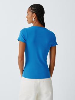Colorful Standard Crew Neck Ribbed T-Shirt - view 2, Pacific Blue