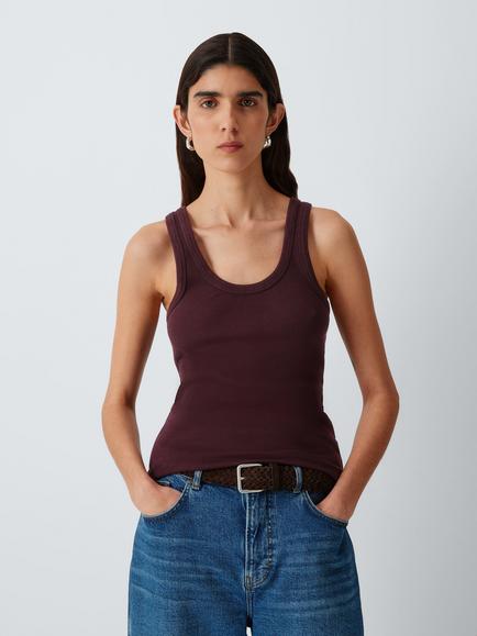 Colorful Standard Ribbed Tank Top, Oxblood Red