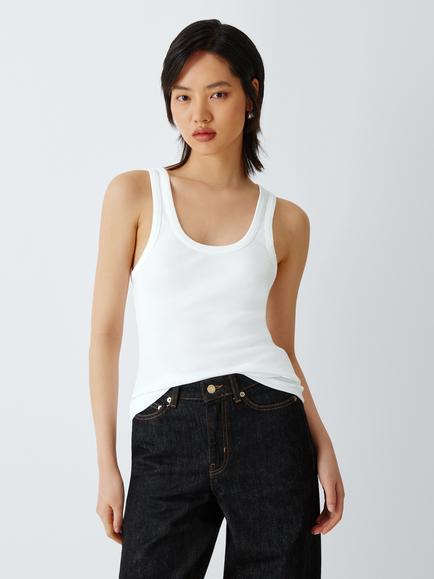 Colorful Standard Ribbed Tank Top, Optical White