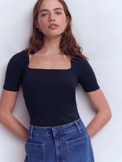 Boden Double Layer Square Neck T-Shirt, Navy, Navy