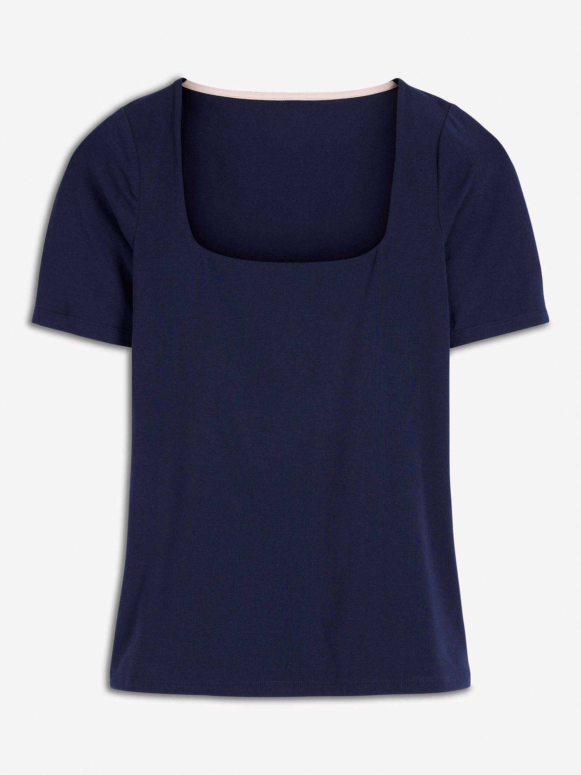 Product image 5 of 5, which shows Boden Double Layer Square Neck T-Shirt, Navy, 8