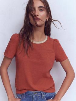 Boden Metallic Trim T-Shirt, Brown, Brown