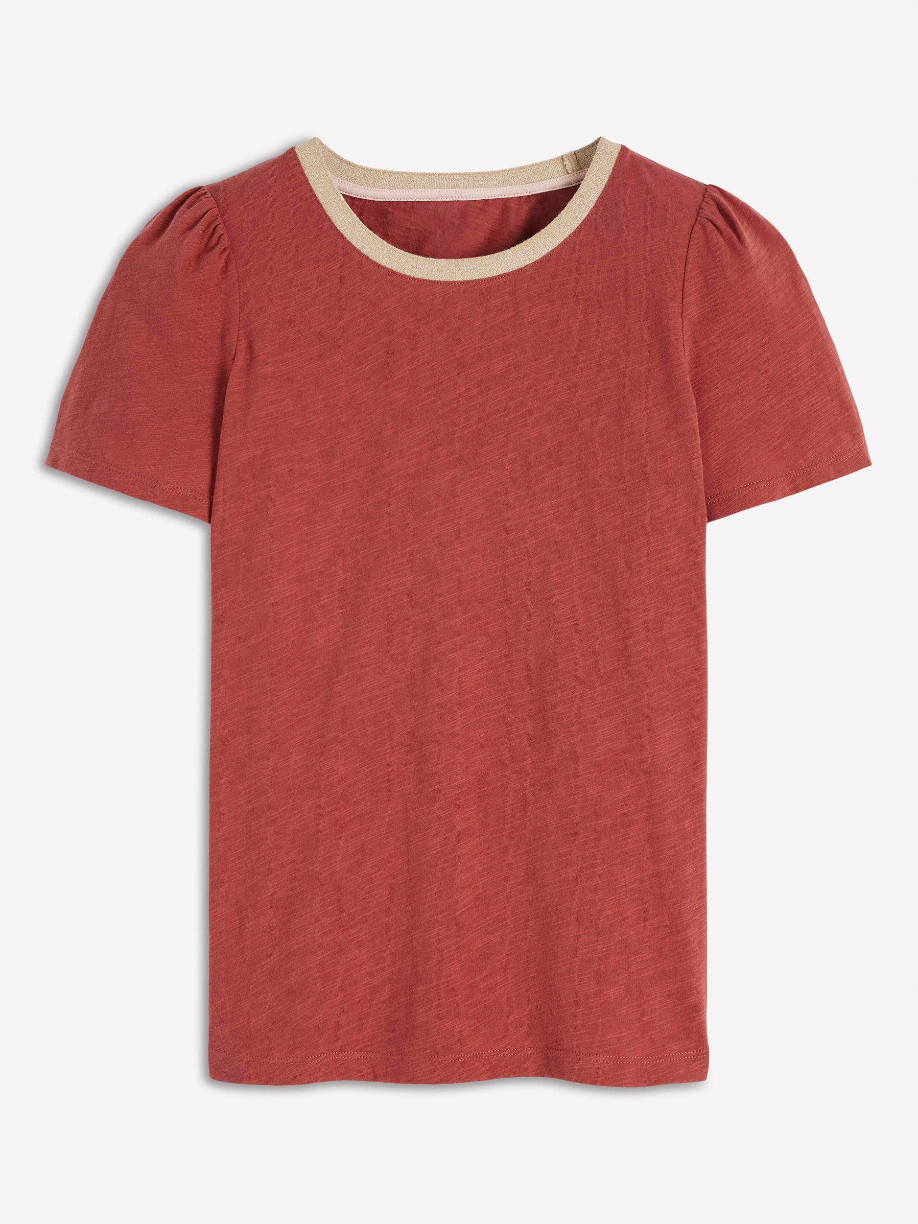 Product image 5 of 5, which shows Boden Metallic Trim T-Shirt, Brown, 8