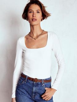 Boden Double Layer Square Neck Top, White, White
