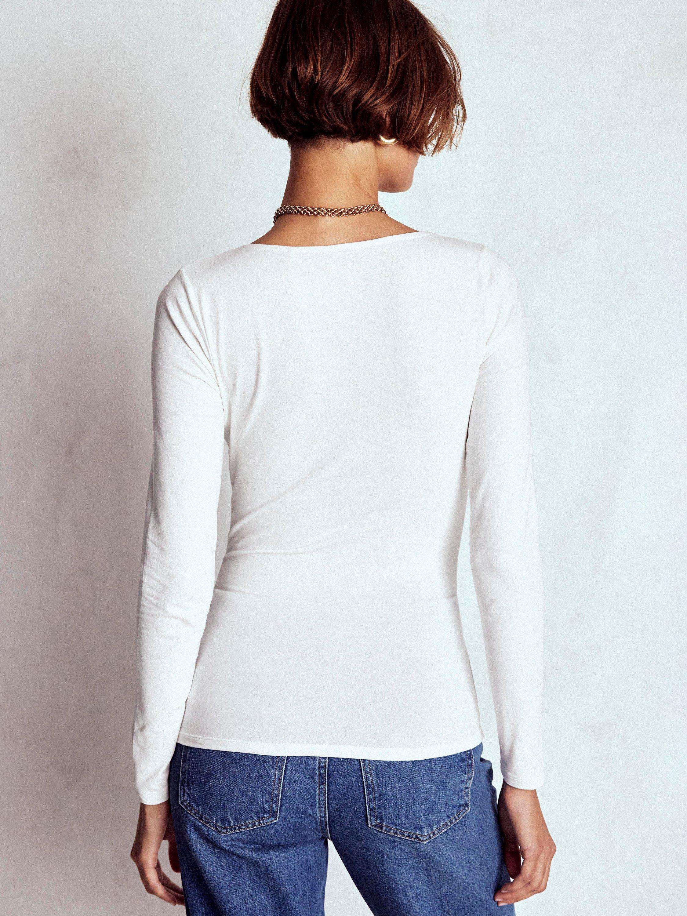 Product image 3 of 5, which shows Boden Double Layer Square Neck Top, White, 8