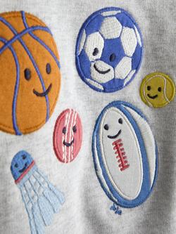 JoJo Maman Bébé Kids' Sweatshirt and Shorts Set, Light Grey Marl - view 2, Light Grey Marl