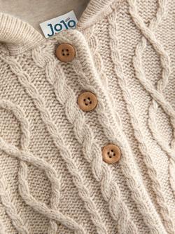 JoJo Maman Bébé Kids' Cable Knit Bear Cardigan, Natural - view 2, Natural